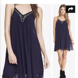 Express navy blue trapeze dress